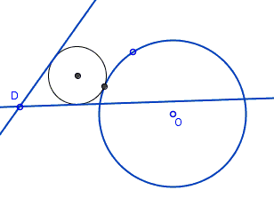Construct circle tangent to two straight lines and a circle