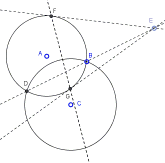 Two circles, tangents, and a chord in one circle through the center of the other - problem