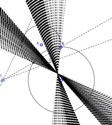 Two circles, tangents, and a chord in one circle through the center of the other - illustration