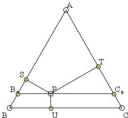 Configuration of Viviani's theorem. Step 1 in the proof