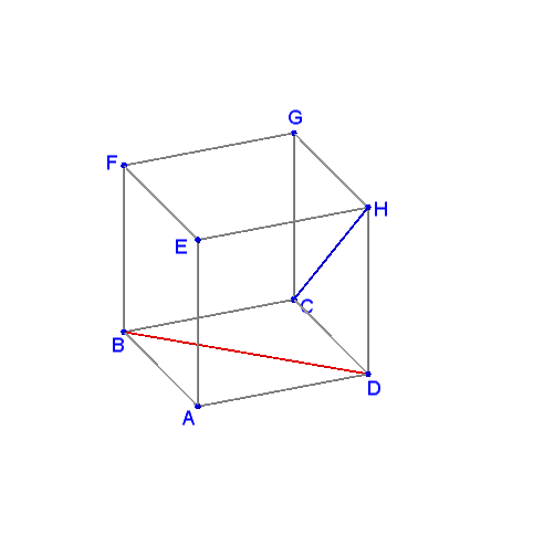 angle of 60 between two diagonals of a cube