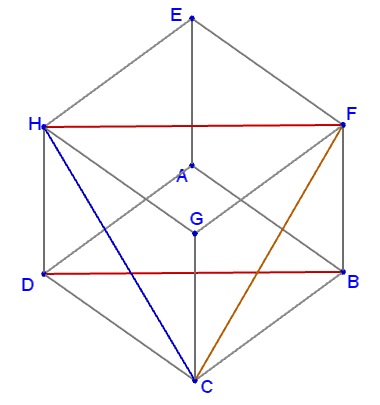 angle of 60 between two diagonals of a cube, solution