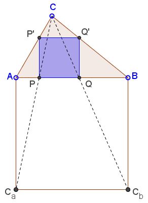 square inscribed into a triangle, second method
