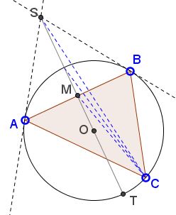 symmedian passes through the intersection of two tangents