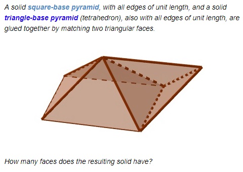 three pyramids, how many faces?, problem