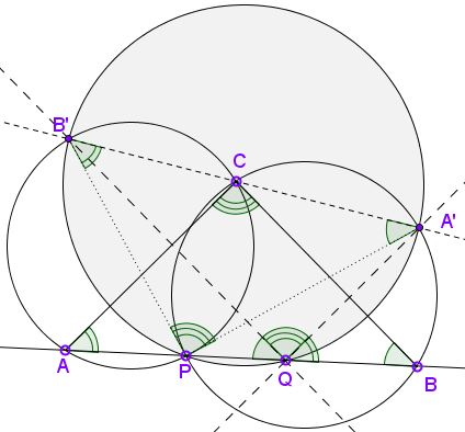 Two circles and two parallels, solution