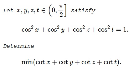 Minimum of Cotangents from Saint Petersburg