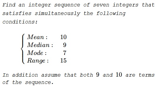 Integer Sequence with Given Statistical Parameters