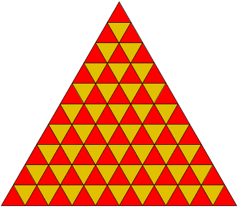 100 small triangles in a big triangle