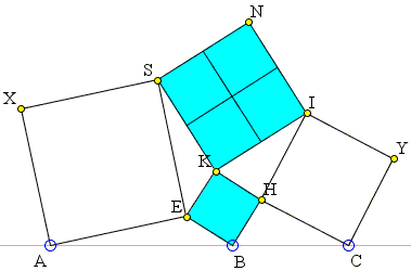 sangaku with four hinged squares