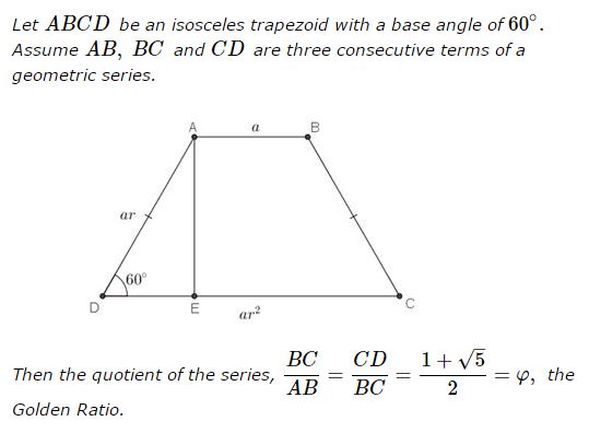 Golden Ratio in an Isosceles Trapezoid with a 60° Angle II, problem