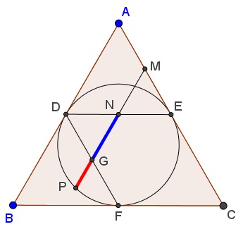 Golden Ratio in  Equilateral Triangle on the Shoulders of George Odom,solution