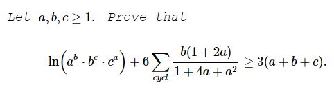 Cyclic Inequality with Logarithms