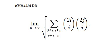 A Limit With Sums, Roots, And Binomial Coefficients