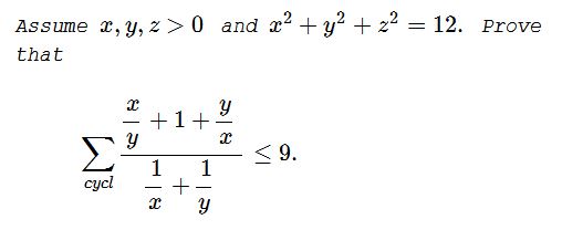 Dan  Sitaru's  Cyclic Inequality In Three Variables with Constraints II, problem