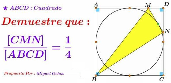 Triangle Area in Square with Incircle, source
