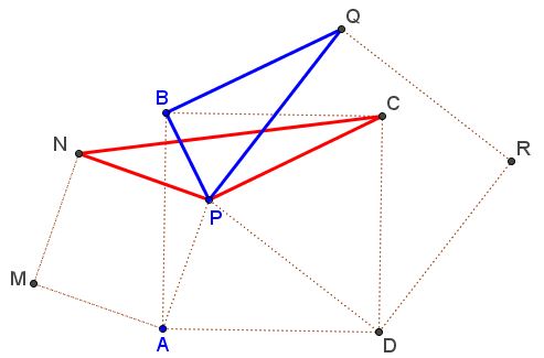 Areas in Three Squares - problem