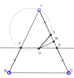 Circle in isosceles triangle, Problem 2 from Ireland MO 2006, solution #4