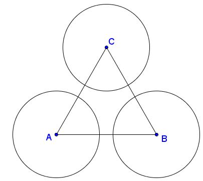 Lines through Circles at Vertices of Equilateral Triangle - problem
