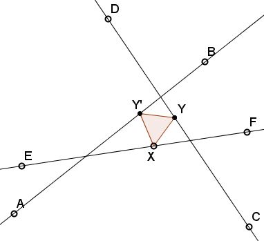 Equilateral Triangle on Three Lines - extra example