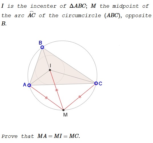 A Property of Incenter Relative to Circumcircle, problem