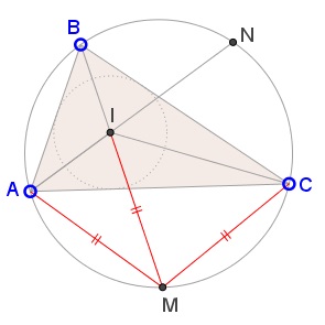 A Property of Incenter Relative to Circumcircle, solution