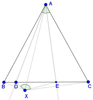 Isosceles Triangle with Two Points on Base, solution