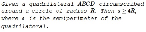 An Inequality on Circumscribed Quadrilateral, problem