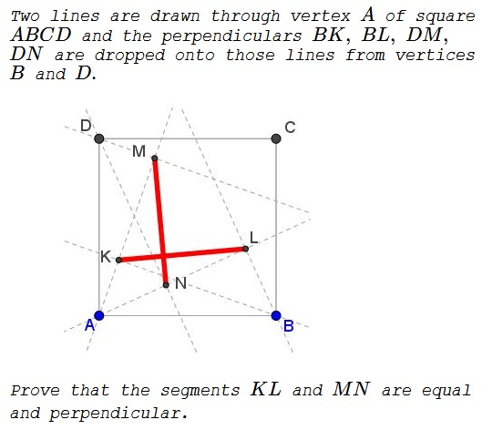 Equal And Perpendicular Segments in a Square, problem
