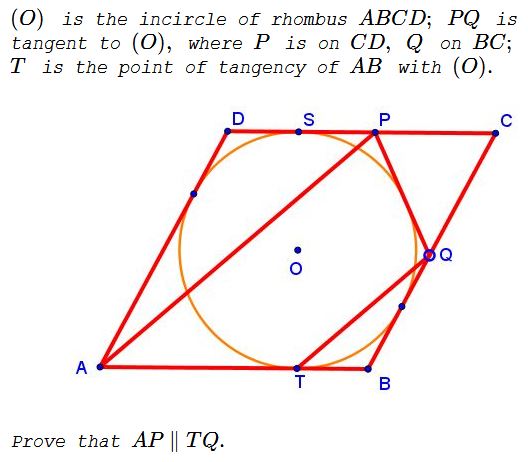Parallel Lines in Rhombus, problem