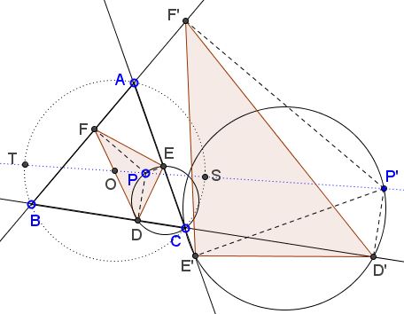 pedal triangles of points inverse in the circumcircle - solution