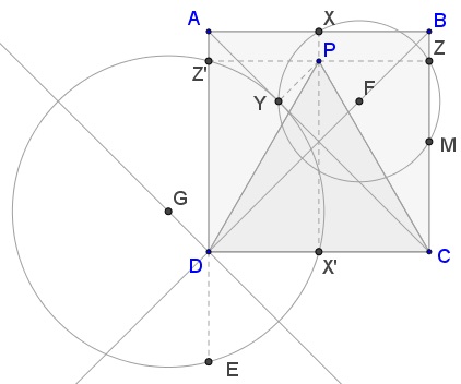 Equilateral Triangle in Square And the Pedal Circle of Its Apex, extra