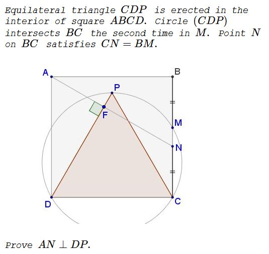 Equilateral Triangle in Square and Its Circumcircle, problem