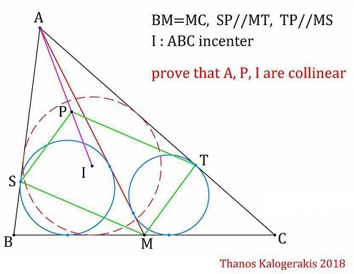 Thanos Kalogerakis' Collinearity in Triangle
