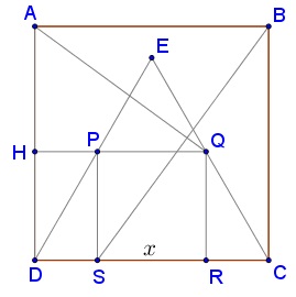 Equilateral triangle and squares, illustration 1 for proof