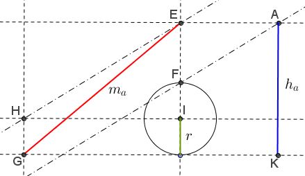 Construct Triangle from Altitude, Median and Inradius - steps 5,6