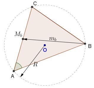 Construct Triangle by median, circumradius and angle - problem