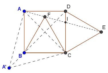Two Equilateral Triangles on Sides of a square, proof