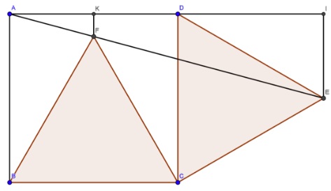 Two Equilateral Triangles on Sides of a square, solution 2