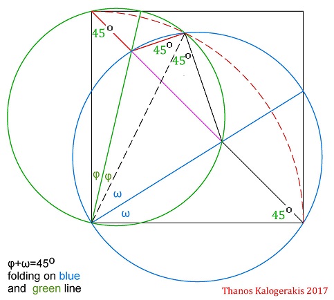 Square, 45 Degrees Angle and Pythagoras' Look-alike - solution 2