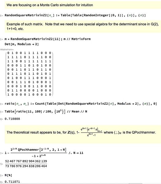 Probability of Degenerate Random Matrix in Z(2), Solution 3