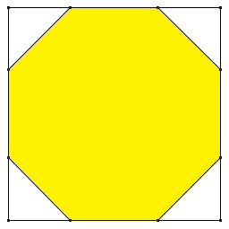 regular octagon in square by cutting corners