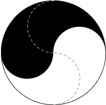 Yin and Yang: bisecting the two. Solution #1