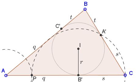 Triangle from Angle, Inradius, and Difference of Sides - solution, step 2