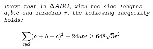 An Inequality of Degree 3 with Inradius - problem