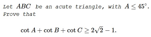 Leo Giugiuc's Inequality in Triangle, Solely with Cotangents  - problem