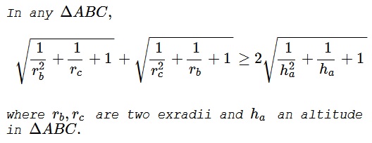 An Inequality with Exradii and an Altitude - problem