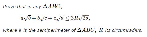 An Inequality in Triangle with Roots and Circumradius