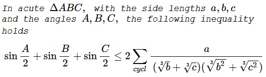 An Inequality In Triangle with Sines of Half-Angles