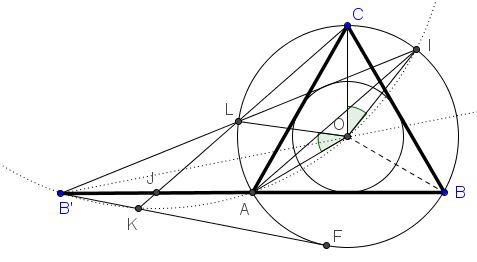 Problem 4 in equilateral triangle with one side extanded, solution